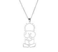 Joselin Collar con Espalda de Niño Palestina de Color Acero, Collar con Colgante, Joyería de Tendencia de Lujo, Regalo para Mujeres y Hombres