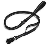 Joselin Correa elástica táctica resistente para perros, correa para perros antirtirón, reflectante, amortiguadora de golpes, correa para perros grandes, negro