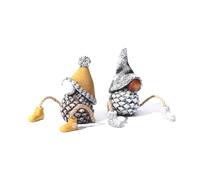 Joselin Estatuilla Decorativa de Gnomos de Cono de Pino con Patas Colgantes, Juego de 2 Miniestatuas úNicas de MuñEca Sin Rostro de Resina