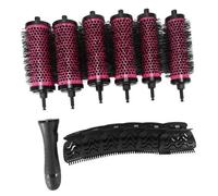 Joselin Juego de 6 Cepillos para el Pelo con Desmontable y Clips de Posicionamiento, Peine Rizador de Cerámica y Aluminio para Peluquería