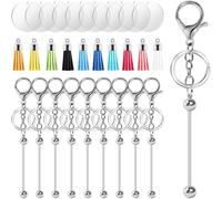 Joselin Kit para Hacer Llaveros: Llaveros DIY, 10 Varillas para Llaveros con Cuentas, 10 Borlas, 10 Espacios en de Acrílico, Kit para Hacer Llaveros con Dijes