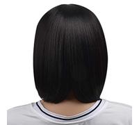 Joselin Peluca Corta Recta Natural de Pelo Sintético Para Mujer 40Cm Resistente Al Pelo Falso Para Mujer Con Flequillo Mapof Belleza Corto Peluca de Pelo Negro