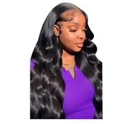Joselin Pelucas de Cabello Humano con Frente de Encaje Ondulado Corporal de 26 Pulgadas Pelucas de Cabello Humano Pre Arrancado con Cabello de Pelucas Sin Pegamento Cabello Humano