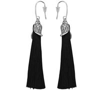 Joselin Pendientes largos de simple de estilo de Retro bohemio Pentiendes de la oreja de estilo de arte salvaje femenino - negro