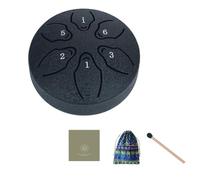 Joselin Tambor de Lengua de Acero para Exteriores de 3 Pulgadas y 6 Tonos, Instrumento de Tambor de Lluvia, Mini Tambor de Mano, Baqueta Negra