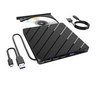 Joselin Unidad Externa de CD/DVD para Computadora Portátil, Reproductor de CD/DVD Portátil Ultradelgado USB 7 en 1, Grabadora de Disco Externa