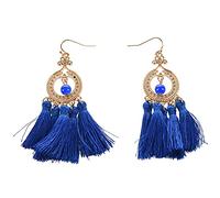 Joselin Vintage Fringe Larga Pendiente Para Las Mujeres Del Banquete De Boda Joyería Pendientes Azul Real