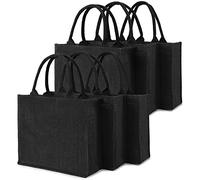 Josenidny 6 unidades de arpillera negra, con asas e interior laminado, bolsas de regalo para bodas, damas de , vacías