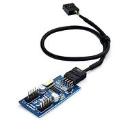 Josenidny Cable de extensión USB macho de 9 de 1 a 2/4 hembra, tarjeta de escritorio de 9 USB HUB USB 2.0 9 adaptador de conector 30 cm, 1 unidad