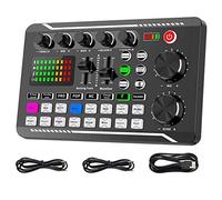 Josenidny Mezclador de audio, tarjeta de sonido e interfaz de audio con efectos de mezclador de DJ y cambiador de voz, estudio de producción de podcasts