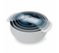 Joseph Joseph Nest 9 Plus - Juego de 9 piezas apilables, cuencos para mezclar, con bol grande y pequeño, colador y 5 tazas medidoras, Azul