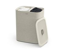 Joseph Joseph Tota, Cesto de la ropa sucia con tapa, 90 litros, sistema de separación colada con 2 bolsos extraíbles con asas, Beige