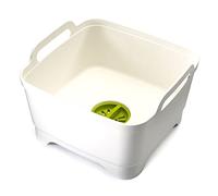 Joseph Joseph Wash&Drain Barreño Fregadero para Vajilla, Cubo Lavado/Escurridor de Platos con Asas y Tapón de Drenaje, en Plastico, Capacidad 9 Litros, Blanco/Verde