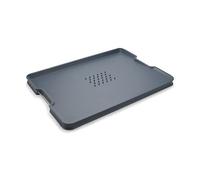 Joseph Joseph Cut&Carve Plus, Tabla de cortar multifunción antideslizante para preparar y trinchar alimentos, bordes elevados, asas de acero inoxidable, apta para lavavajillas (Extra Grande), Azul