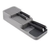 Joseph Joseph Drawer Store - Bloque de cuchillos horizontal de dos niveles, Portacuchillos Organizador para cajones, 9 ranuras, Gris