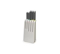 Joseph Joseph Duo Cuchillos Cocina, 5 Piezas con Soporte, Juego de Cuchillos Profesionales en Acero Inoxidable, Incluye Cuchillo Chef y Santoku, Gris y Multicolor