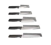 Joseph Joseph Duo Cuchillos Cocina, 5 Piezas, Juego de Cuchillos Profesionales en Acero Inoxidable Japonés, Incluye Cuchillo Chef y Santoku, con Funda Protectora, Negro