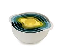 Joseph Joseph Duo Juego de Cuencos para Mezclar de 6 piezas, Set de bol, cuenco y colador, Ideales para Ensaladas, Repostería, en Plástico, Multicolor