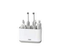Joseph Joseph Easy-Store Soporte Porta Cepillo y Pasta de Dientes, Compatible con Cepillos Eléctricos y Tradicionales, 6 Compartimentos, Almacenamiento Baño Desmontable, Blanco/Gris