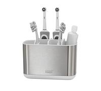 Joseph Joseph Easy-Store Soporte Porta Cepillo y Pasta de Dientes, Compatible con Cepillos Eléctricos y Tradicionales, 6 Compartimentos, Almacenamiento Baño Desmontable, Acero Inoxidable