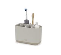 Joseph Joseph Easy-Store Soporte Porta Cepillo y Pasta de Dientes, Compatible con Cepillos Eléctricos y Tradicionales, 6 Compartimentos, Almacenamiento Baño Desmontable, Beige