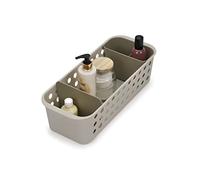 Joseph Joseph EasyStore, Cesto organizador para accesorios de baño, con recipiente móvil y separador, Fino, Beige