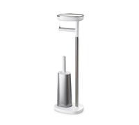Joseph Joseph EasyStore Plus - Baño Portarrollos de Papel Higiénico de Pie con Escobilla para Inodoro Flex con Bandeja para Móvil - Acero Inoxidable