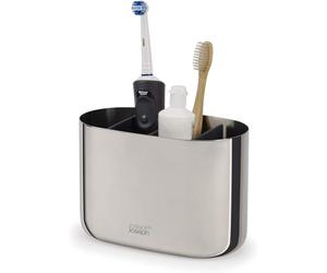 Joseph Joseph EasyStore, Soporte Elegante para Cepillo y Pasta de Dientes, Almacenamiento en el baño, Grande, Acero Inoxidable