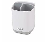 Joseph Joseph EasyStore Soporte Porta Cepillo y Pasta de Dientes, Compatible con Cepillos Eléctricos y Tradicionales, 3 Compartimentos, Almacenamiento Baño Desmontable, Mediano, Blanco/Gris