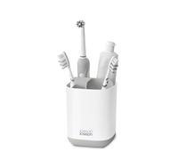 Joseph Joseph EasyStore Soporte Porta Cepillo y Pasta de Dientes, Compatible con Cepillos Eléctricos y Tradicionales, 3 Compartimentos, Almacenamiento Baño Desmontable, Mediano, Blanco/Gris