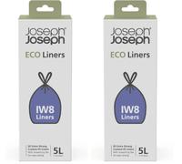 Joseph Joseph Eco Liners IW8 Bolsas ecológicas en plástico reciclado, Bolsas de basura de cocina con cordón, Resistentes, Paquete de 40, Capacidad 5 Litros