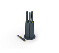 Joseph Joseph Elevate - Juego de 5 cuchillos con soporte giratorio, bloque de cuchillos de cocina - Negro/ ópalo