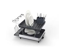 Joseph Joseph Excel, Escurreplatos en Acero Inoxidable de 2 Niveles para la encimera de la Cocina, con Tubo de Drenaje, escurridor móvil para Cubiertos y Soporte para Copas de Vino