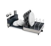 Joseph Joseph Extend Max Steel Escurreplatos Extensible sobre Fregadero, Gran Capacidad, con Soporte para Utensilios y Cuchillas, Caño De Drenaje, Acero Inoxidable