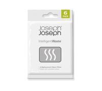Joseph Joseph Filtros Antiolor para Cubo de Basura y Residuos Organicos de Cocina, Filtros de Carbón Activado de Repuesto, Paquete de 6