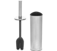 Joseph Joseph Flex 360, Escobilla de baño Inodoro Avanzada con Soporte de Almacenamiento Elegante, Cepillo de Triple acción, antigoteo, antiobstrucción, reemplazable, Acero Inoxidable