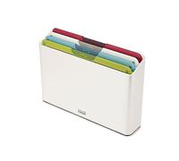 Joseph Joseph Folio Icon Tablas de Picar Antideslizantes, Codificadas por Colores, 4 Piezas, con Estuche de Almacenamiento, Mediano, Blanco
