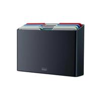 Joseph Joseph Folio, Juego de 4 tablas de Cortar de Cocina, con Código de Color y Estuche Protector, Mediano, Grafito/Costa