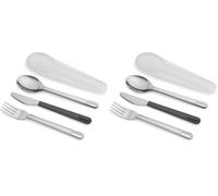 Joseph Joseph GoEat - Juego de cubiertos de viaje, 3 piezas, cuchillo tenedor y cuchara con caja, acero inoxidable (Paquete de 2)