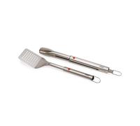 Joseph Joseph GrillOut Set de Utensilios para Barbacoa en Acero Inoxidable, 2 Piezas, Pinzas y Espátula, Mango Retráctil
