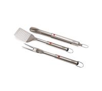 Joseph Joseph GrillOut Set de Utensilios para Barbacoa en Acero Inoxidable, 3 Piezas Pinzas, Espátula y Tenedor, Mango Retráctil