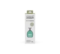 Joseph Joseph IW5 - Bolsas de plástico reciclado, Bolsas de basura de cocina con cordón, Extra Resistentes - Paquete de 20, Capacidad 40 Litros, Gris