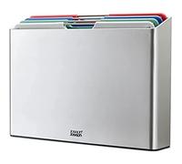 Joseph Joseph Juego de 4 tablas de cortar tipo folio, funda delgada para almacenamiento organizado, grande, plateada/azul