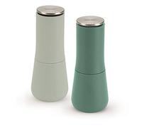 Joseph Joseph Juego de molinillo de sal y pimienta sin derrame, recargable con molinillo de cerámica, verde salvia