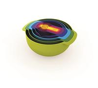 Joseph Joseph Nest 9 Plus - Juego de 9 piezas apilables, cuencos para mezclar, con bol grande y pequeño, colador y 5 tazas medidoras, multicolor