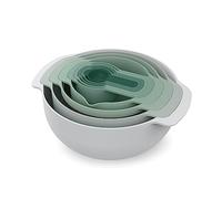 Joseph Joseph Nest 9 Plus, Piezas apilables, Cuencos para mezclar, Con bol grande y pequeño, Colador y 5 Tazas medidoras, Color Verde, Juego de 9