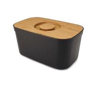 Joseph Joseph - Panera con tapa para cortar en madera de bambú extraíble, negro