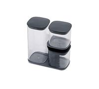 Joseph Joseph Podium Juego de tarros de almacenamiento de 3 piezas con soporte - Gris