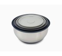 Joseph Joseph Prep&Store Juego de 4 Boles Mezcladores de Acero Inoxidable con Tapa, Juego de Cuencos para Alimentos, Acero Inoxidable