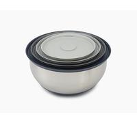 Joseph Joseph Prep&Store Juego de 4 Boles Mezcladores de Acero Inoxidable con Tapa, Juego de Cuencos para Alimentos, Acero Inoxidable